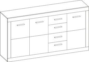 Komoda Stone 152 cm, betón/biela