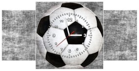 Gario Obraz s hodinami Futbalová lopta - 3 dielny Rozmery: 90 x 70 cm