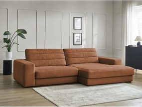 Oranžová zamatová rohová pohovka (pravý roh/s leňoškou) Sierra – Bobochic Paris