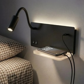 Nástenné LED svietidlo Shelf, 1x LED 4+5+2w, 4000k, b/w, vypínač