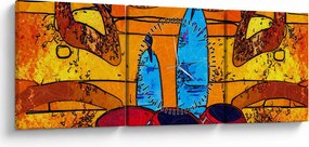 Obraz - Staroveká maľba (s hodinami) (90x30 cm)