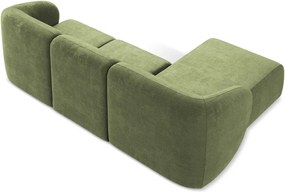 Zelená ženilková rohová pohovka (ľavý roh/s leňoškou) Lani – Makamii