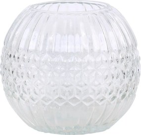 Baňatá číra sklenená váza s drážkami Liggo - Ø 15*13 cm