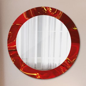 Okrúhle ozdobné zrkadlo na stenu Červená mramor fi 60 cm