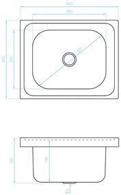 Kuchinox EKO, 1-komorový nerezový drez na skrinku 500x400x150 mm, oceľová, LAV-SKE_010T