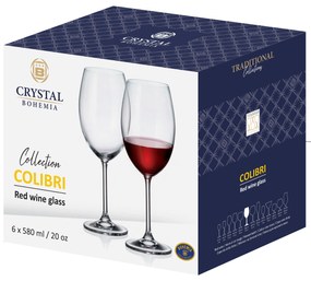 Crystal Bohemia Poháre na víno COLIBRI 580 ml, 6 ks