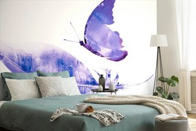 Tapeta pierko s motýľom vo fialovom prevedení - 150x100