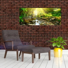 Obraz rieky v zelenom lese (120x50 cm)