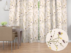 Biante Bavlnený záves Sandra SA-496 Žlté a hnedofialové lúčne kvietky na krémovom 150x260 cm