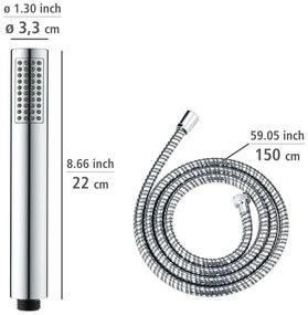 Sprchová hlavica s hadicou v lesklo striebornej farbe Basic Line – Wenko