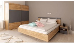 Spálňový komplet (posteľ 160x200 cm), dub artisan/grafit, GABRIELA NEW