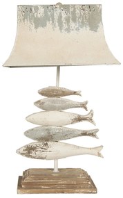 Kovovo-drevená vintage stolná lampa s rybami - 44 * 30 * 75 cm