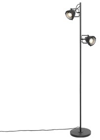 Priemyselná stojaca lampa čierna 2-svetlo - Emado
