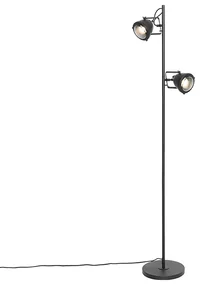 Priemyselná stojaca lampa čierna 2-svetlo - Emado