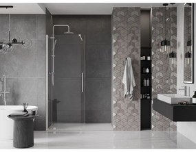 Mexen Velar, posuvné sprchové dvere do otvoru 160 cm, 8mm číre sklo, brúsená oceľ, 871-160-000-01-97