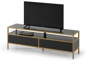 TV stolík/skrinka Soren Rtv (čierne drevo + zlatá). Akcia -18%. Vlastná spoľahlivá doprava až k Vám domov. 1111727