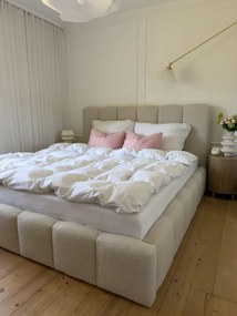 Čalúnená posteľ Aura 180x200 s úložným priestorom - béžová buklé Quelle 03
