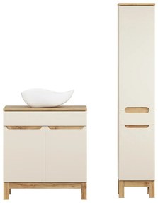 Koupelnová sestava Bali Casad s deskou, umyvadlem a skříňkami 80 cm kašmírová/dub wotan
