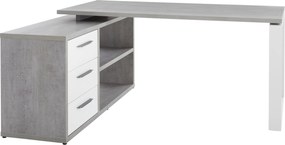 XXXLutz ROHOVÝ PÍSACÍ STÔL, sivá, biela s vysokým leskom, 140/170/75 cm Carryhome - Kancelárske stoly - 002593006319