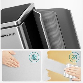 Kôš na separovanie odpadu SORT 30l (2×15l), strieborná/čierna SongmicsHome