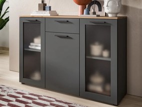 Komoda so šuplíkom Niklas, 120 cm, šedá/dub artisan