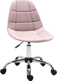 Vinsetto Otočná kancelárska stolička, ergonomický a nastaviteľný dizajn bez podrúčky, ružová, 59x59x81-91cm | Aosom