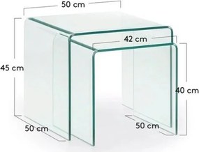 Sklenené konferenčné stolíky v súprave 2 ks 50x50 cm Burano – Kave Home