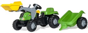 Šlapací traktor s prívesom a lyžicou Rolly Toys 023134 zelený