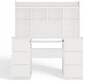 Psací stůl s nástavbou KUBA 130 cm bílý