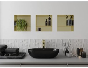 Mexen X-Wall-NR, polička na zapustenie pod obklad bez goliera 30 x 30 cm, zlatá lesklá, 1951303010S