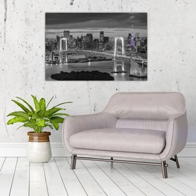 Obraz - Veľkomesto s fialovou vežou (90x60 cm)