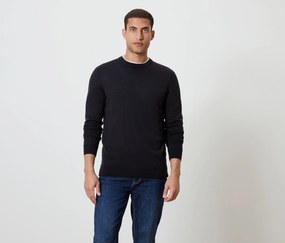 Pulóver z vlny merino, čierny