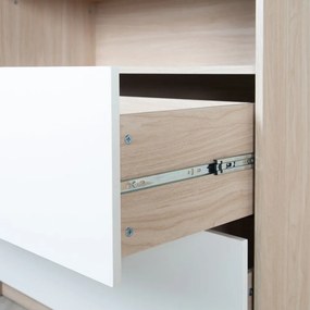 Biela/v prírodnej farbe detská komoda v dekore duba s prebaľovacím pultom 88x98x75 cm Cabane – Roba