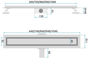 Rea Neox Pro, odtokový sprchový žľab 80cm, zlatá matná, REA-G2703
