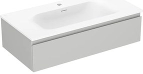 Mexen Orio, kúpeľňová skrinka 90 cm s umývadlom Vela, 1 zásuvka, šedá matná/biela matná, 91A10-09023-1-BF62-W23M01