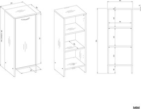 Spodní koupelnová skříňka s policemi Nina 35 cm bílá