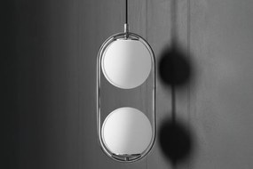 Závesné svietidlo Florence, 2x biele sklenené tienidlo, ch, U