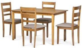 Jídelní set 1+4, rozměr stolu 120x75x75 cm, MDF+dýha, masivní nohy, dub landhaus