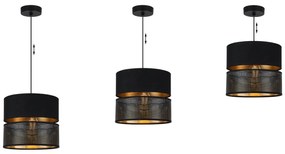Závesné svietidlo Asti, 1x PVC/čierne textilné tienidlo, (fi 20cm), g, b