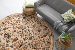 Koberec Agnella Isfahan Amara svetlobéžový kruh