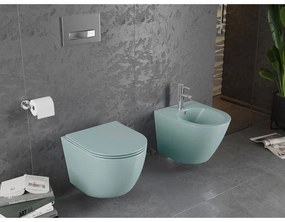 Mexen Lena, závesná toaletná misa 480x360x355 mm s pomaly padajúcim sedátkom, svetlá zelená matná, 30224048