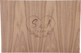 ČistéDrevo Drevená svadobná ceduľa na podpisy orech - srdce