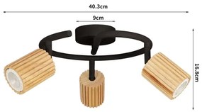 Brilagi - Bodové svietidlo MODERN WOOD 3xGU10/8W/230V, drevené/čierne