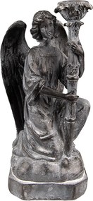 Šedý antik svietnik Anjel - 15*14*29 cm