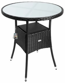 Casaria Záhradný stôl Reno, polyratan Ø60cm čierny