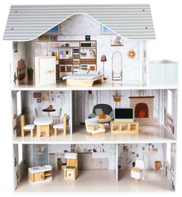 EcoToys Drevený domček pre bábiky s nábytkom - Rezidencia Emma