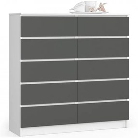 Komoda K120 10SZ CLP biela / sivá