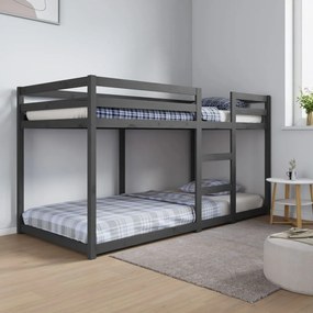 Poschodová posteľ sivá 90x200 cm borovicový masív 821646