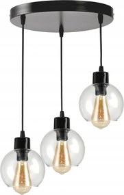 BERGE LED stropné svietidlo 3xE27, priehľadná sklenená guľa