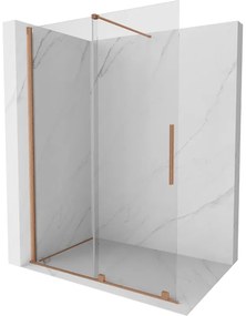 Mexen Velar, posuvné dvere do otvoru typ Walk-In 140 cm, 8mm číre sklo, medená matná, 871-140-000-03-65